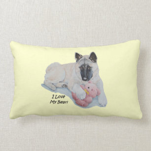 Coussin Rectangle Cute akita avec l'art du chien en peluche inversé