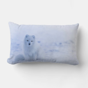 Coussin Rectangle Cute Arctic Fox sur Snowy Winter Arrière - plan