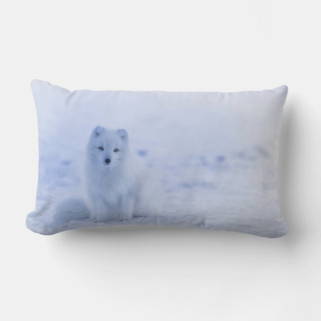 Coussin Rectangle Cute Arctic Fox sur Snowy Winter Arrière - plan (Recto)