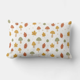 Coussin Rectangle Cute Autumn Mushroom and Leaves Throw Pillow