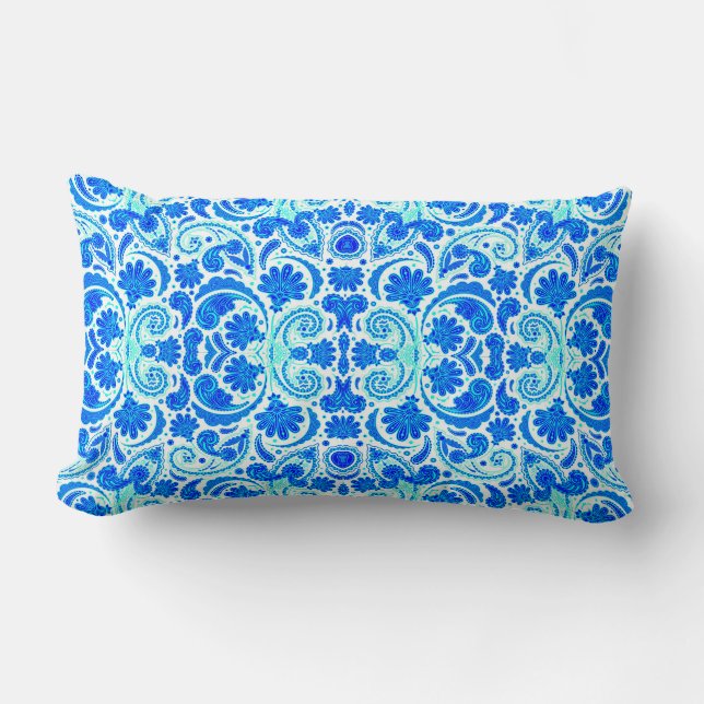 Coussin Rectangle Cute bleu aqua paisley motif (Recto)