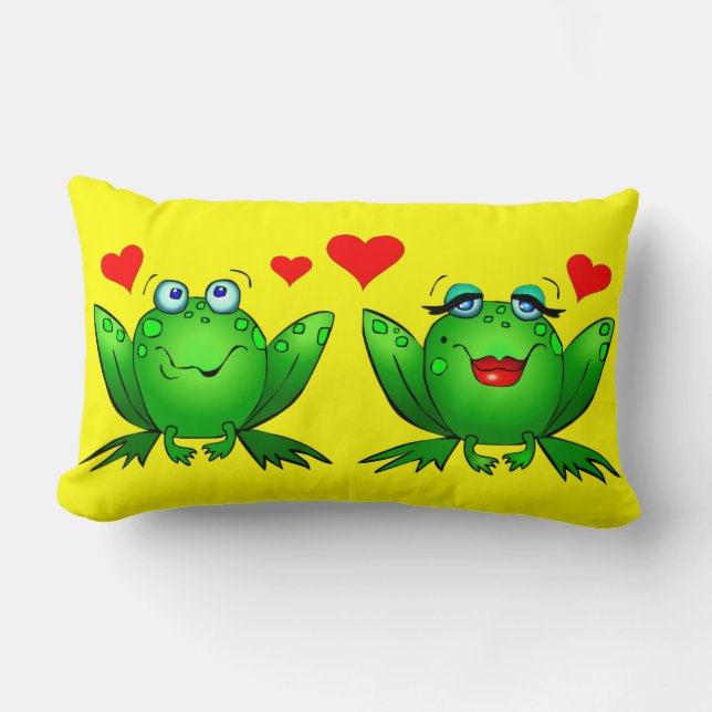 Coussin Rectangle Cute Cartoon Frogs Coeurs brillants et colorés (Recto)