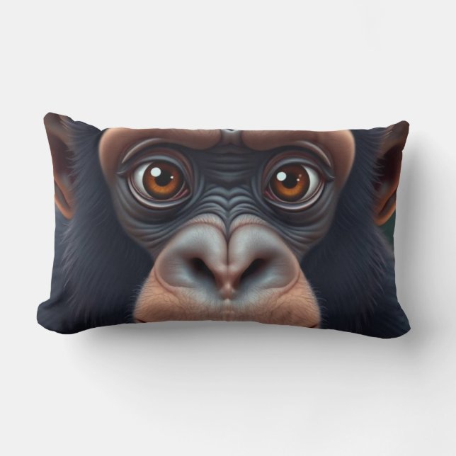 Coussin Rectangle Cute Crazy Funny Chimpanzé Anime Portrait (Recto)