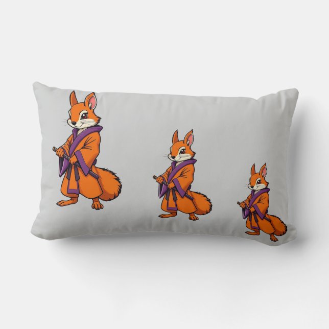 Coussin Rectangle Cute écureuil japonais Samurai (Verso)