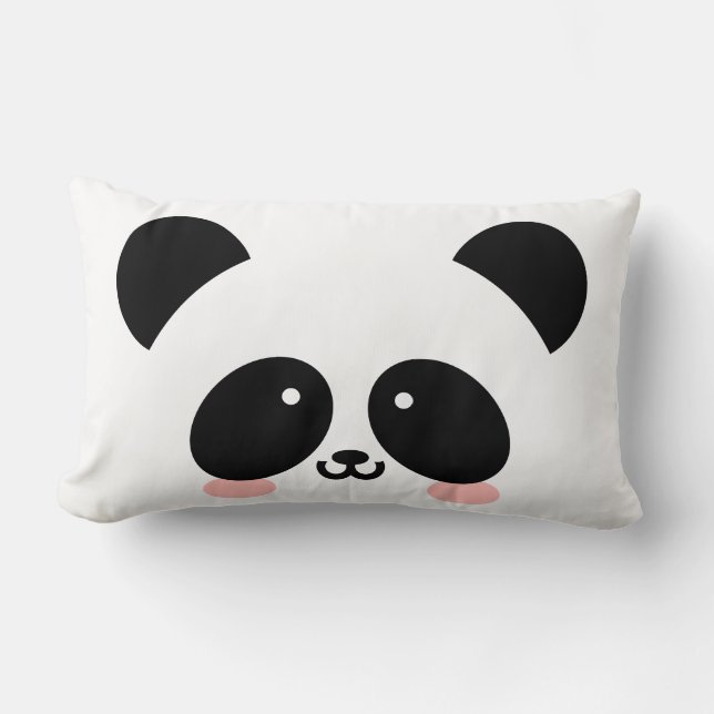 Coussin Rectangle Cute Kawaii Panda| Ajouter votre nom (Recto)