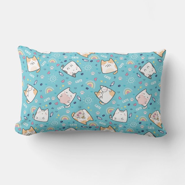 Coussin Rectangle Cute Kitty Chats Motif Whimsical (Recto)