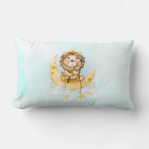 Coussin Rectangle Cute Lion Pêche sur l'aquarelle de la lune
