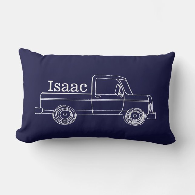 Coussin Rectangle Cute Little Boy's Retro Ramasse Camion et Train (Recto)