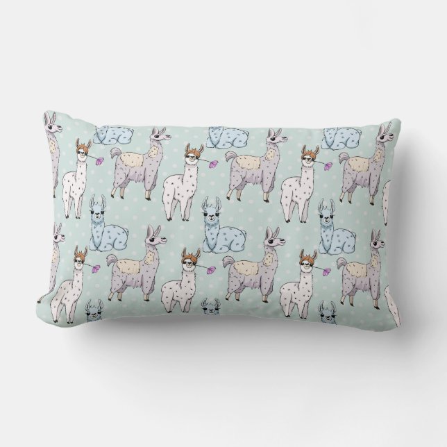 Coussin Rectangle Cute Llama Motif Pois (Recto)