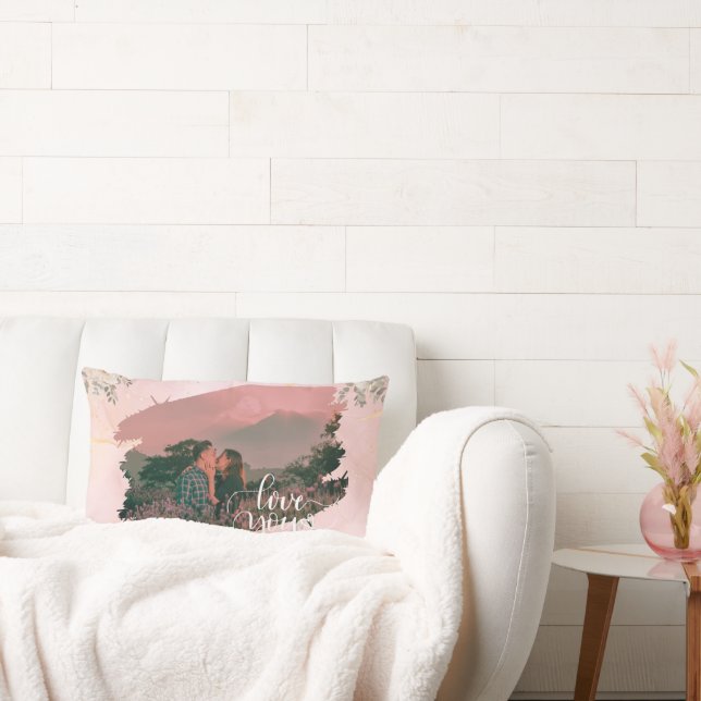 Coussin Rectangle Cute Lote You Photo Personnalisée Pour Couple Rose (Canapé)