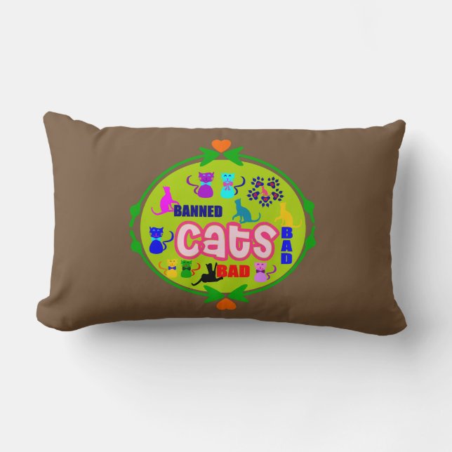 Coussin Rectangle 😻 🐾 ↷ Cute Naughty Cat Family Fabrique Lumbar (Recto)