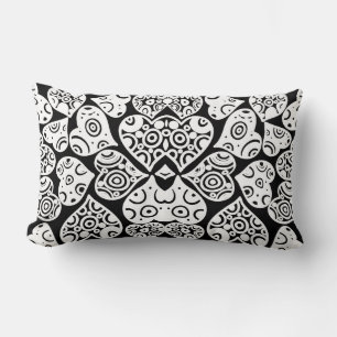Coussin Rectangle Cute noir blanc coeurs design arrière - plan