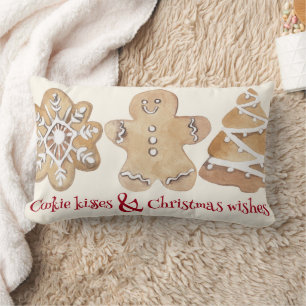 Coussin Rectangle Cute pain d'épices biscuit Baisers voeux de Noël