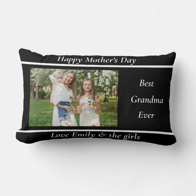 Coussin Rectangle Cute Photo personnalisée GRANDMA Cadeau Jeu d'orei (Recto)