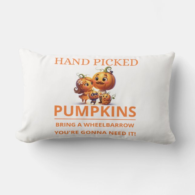 Coussin Rectangle Cute Pumpkin Patch Kids Hand Picked Pumpkins Throw (Recto)
