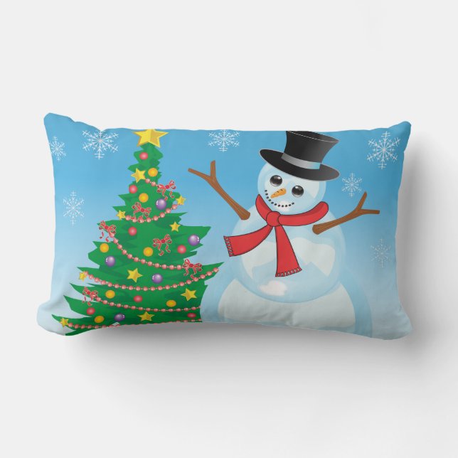 Coussin Rectangle Cute Snowman (Recto)