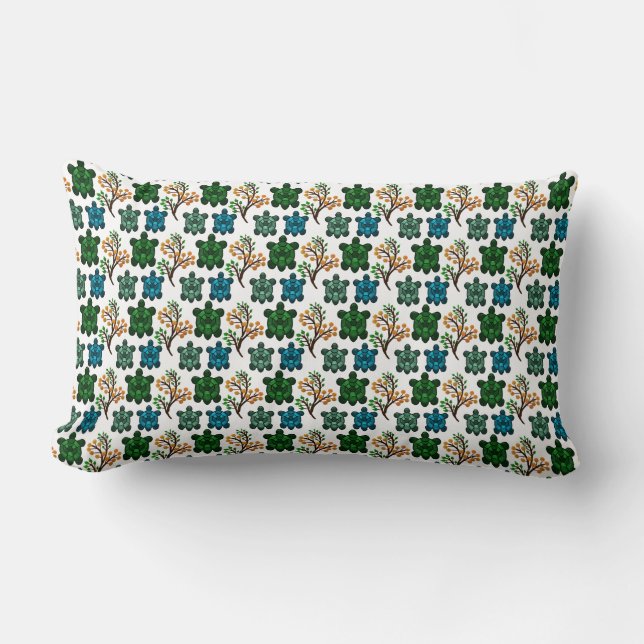 Coussin Rectangle Cute Turtle Seamless Pattern | Ocean Animal Repeat (Recto)