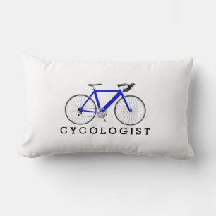 Coussin Rectangle Cycologiste Bicyclette Bleue Sur Blanc