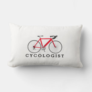Coussin Rectangle Cycologiste Bicyclette rouge sur blanc