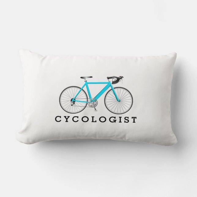 Coussin Rectangle Cycologiste Turquoise Vélo Sur Blanc (Recto)