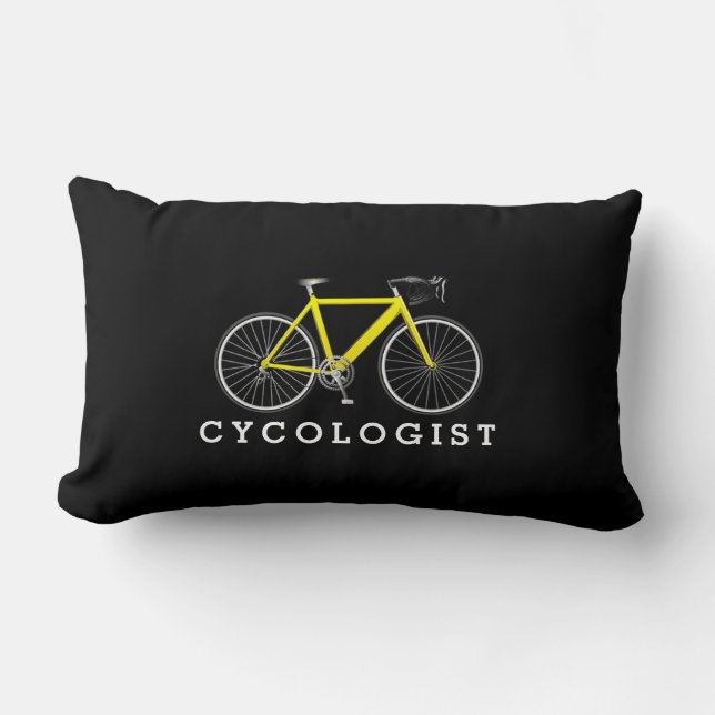 Coussin Rectangle Cycologiste Vélo Jaune Sur Noir (Recto)