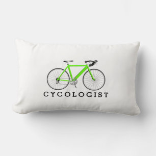 Coussin Rectangle Cycologiste Vélo Vert Sur Blanc