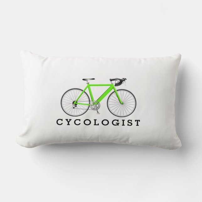 Coussin Rectangle Cycologiste Vélo Vert Sur Blanc (Recto)