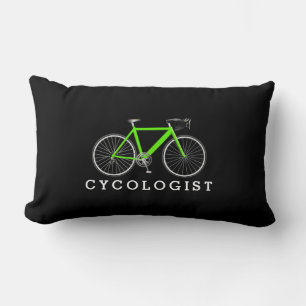 Coussin Rectangle Cycologiste Vélo Vert Sur Noir