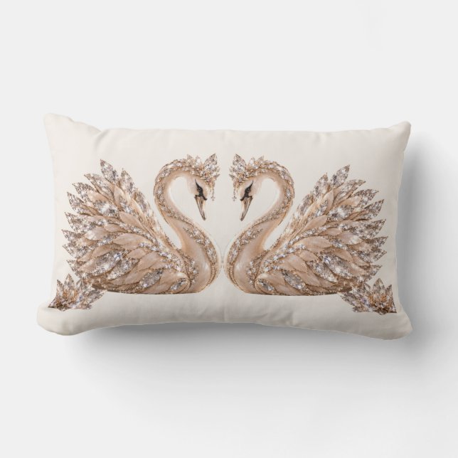 Coussin Rectangle Cygne de cristal de luxe (Recto)