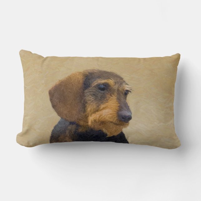 Coussin Rectangle Dachshund (À poils durs) Peinture Chien Art origin (Recto)