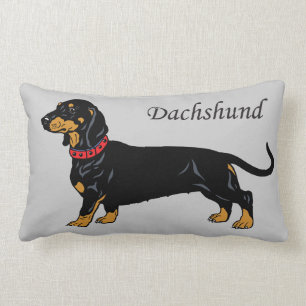 Coussin Rectangle dachshund noir