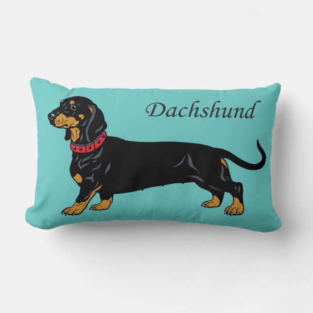 Coussin Rectangle dachshund noir (Recto)