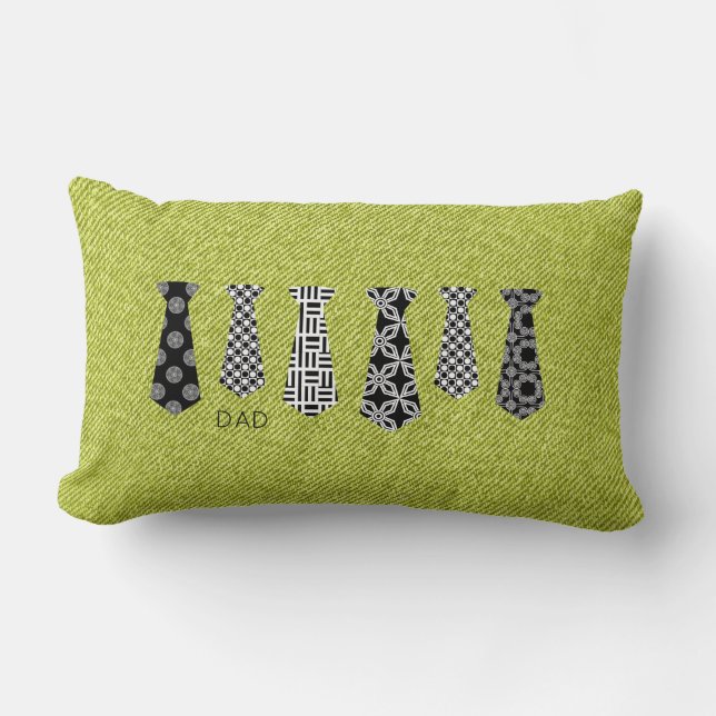 Coussin Rectangle DAD Happy Fête des pères Cravates Green Denim (Recto)
