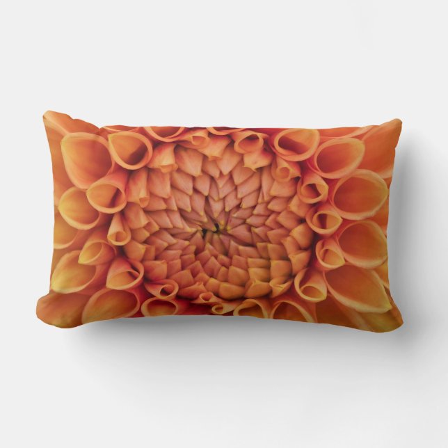 Coussin Rectangle Dahlia fleur orange centre (Recto)
