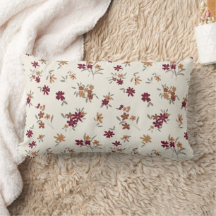 Coussin Rectangle Dainty Gold Maroon motif floral