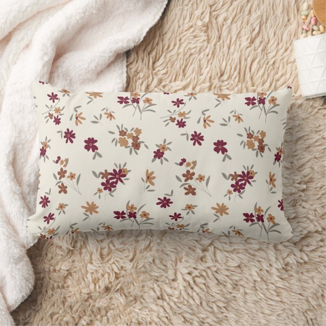 Coussin Rectangle Dainty Gold Maroon motif floral (Couverture)
