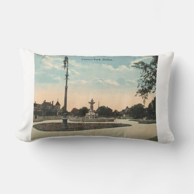 Coussin Rectangle Dallas TX, Central Park, années 1910 Inspiré Vinta (Recto)