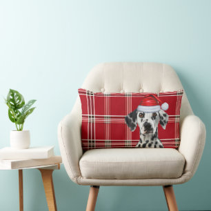 Coussin Rectangle Dalmatien de Noël Chien Rouge Plaid de Fêtes