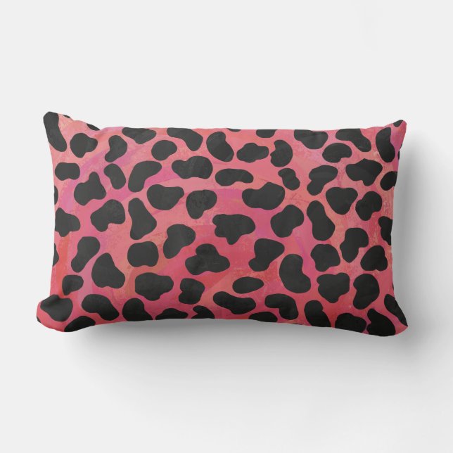 Coussin Rectangle Dalmatien Imprimé Noir et Rouge (Recto)