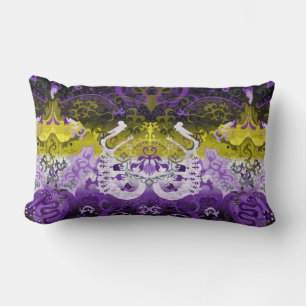 Coussin Rectangle Damas de dragon non binaire - Indicateur de fierté