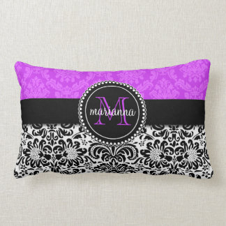 Coussin Rectangle Damassé noire pourpre élégante personnalisée