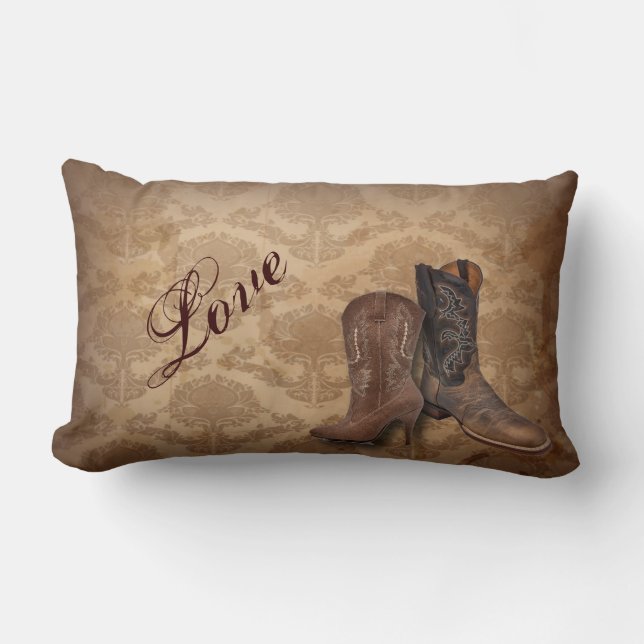 Coussin Rectangle damassé rustique Western Cowboy mariage (Recto)
