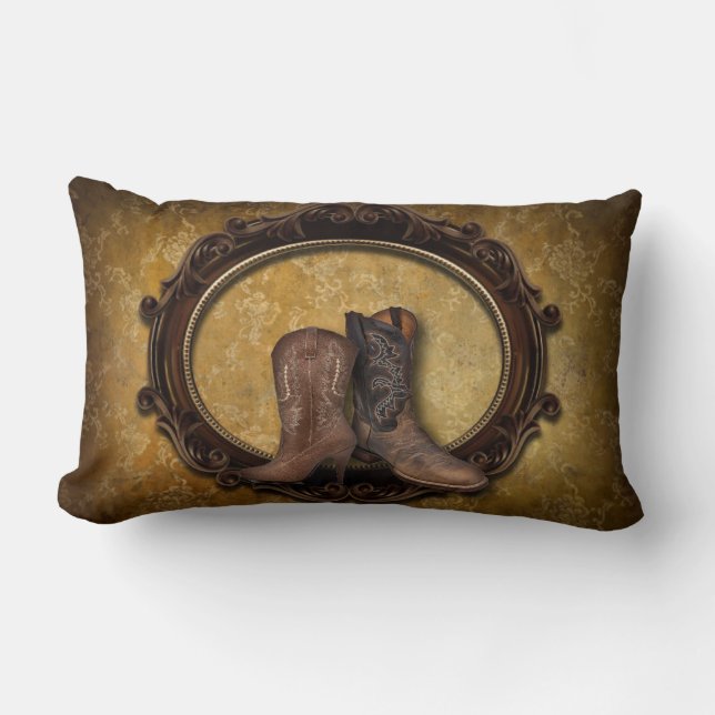 Coussin Rectangle damassé rustique Western Cowboy mariage (Recto)