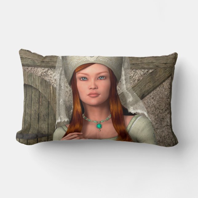 Coussin Rectangle Dame Médiévale  (Recto)