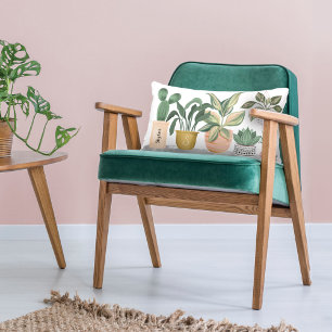 Coussin Rectangle Dame Plante folle Chic Plantes pointillés