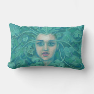 Coussin Rectangle Dame verte / Reine de la forêt, art imaginaire