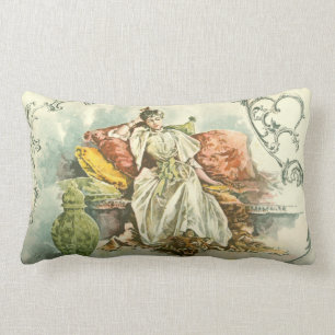 Coussin Rectangle Dame victorienne avec le livre, d'une magazine