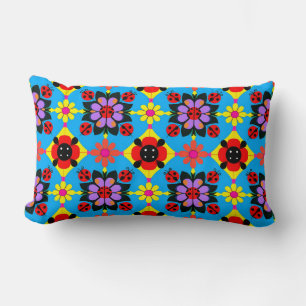 Coussin Rectangle Dames colorées et fleurs