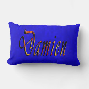 Coussin Rectangle Damien Name Logo On Hot Blue Mosaic,