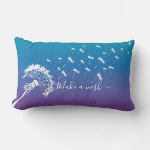 Coussin Rectangle Dandelion Whimsical faire un Ombre bleu violet sou
